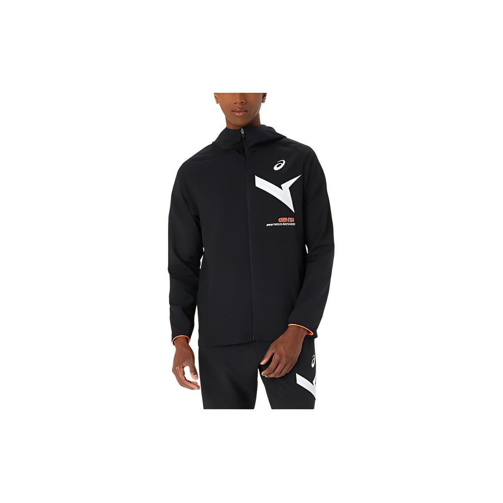 Asics Patterned Print Zip-Up Hooded Jacket Men Outerwear Black 2031E534-001