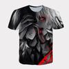 3D Цифровая печать Футболка Tokyo Ghoul, Модная футболка с аниме Канеки, Легкий полиэстер, Короткий рукав, Повседневная уличная одежда