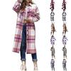 Женское повседневное и стильное клетчатое пальто с лацканами, двойными боковыми карманами, длинное, свободного кроя, универсальная верхняя одежда