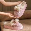 Fluffy Pom-pom Cotton Slippers Winter Indoor Home Non-slip Thick Bottom Velvet Warm Outer Wear Cute Cotton Drag