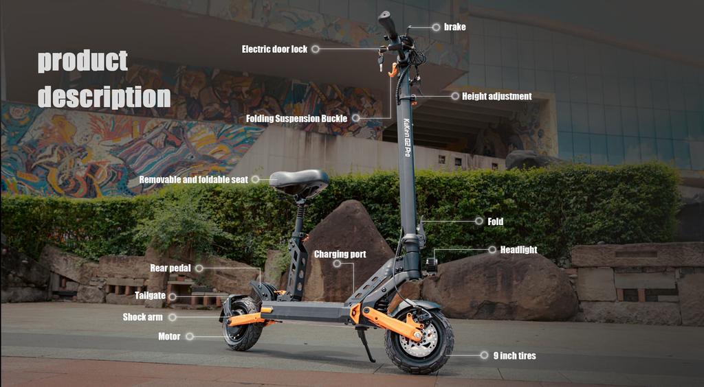 KuKirin G2 PRO 600W Electric Scooter, 48V 15.6Ah 58km Range, 45km/h, 9" Tubeless Tires, Foldable E-Scooter