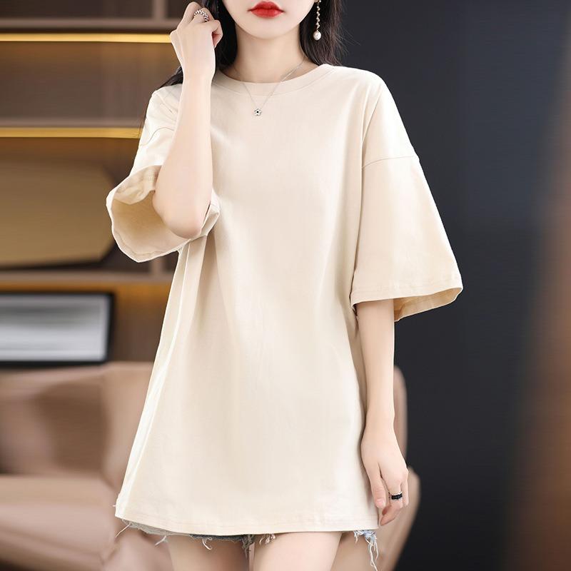 DAFIFY Женские модные повседневные летние весенние однотонные блузки и рубашки с короткими рукавами и круглым вырезом с принтом