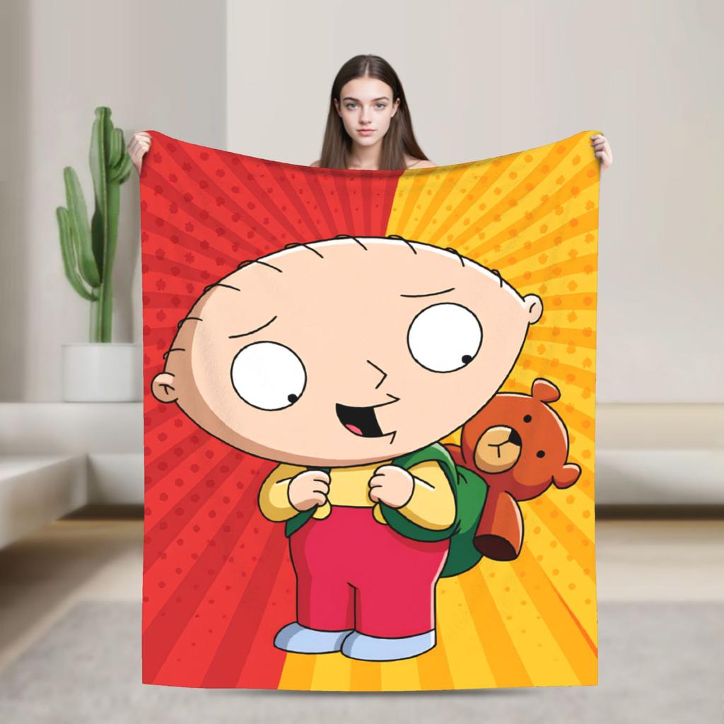 Families Iconic Stewie Griffin Family Guys Blankets Airplane Travel Flannel Throw Blanket For Outdoor Warm Soft Bedspread Gift