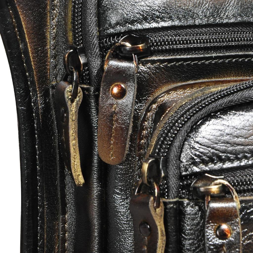 Men's Genuine Leather Casual Messenger Shoulder Sling Bag Fashion Multifunction Waist Pack Drop Leg Bag