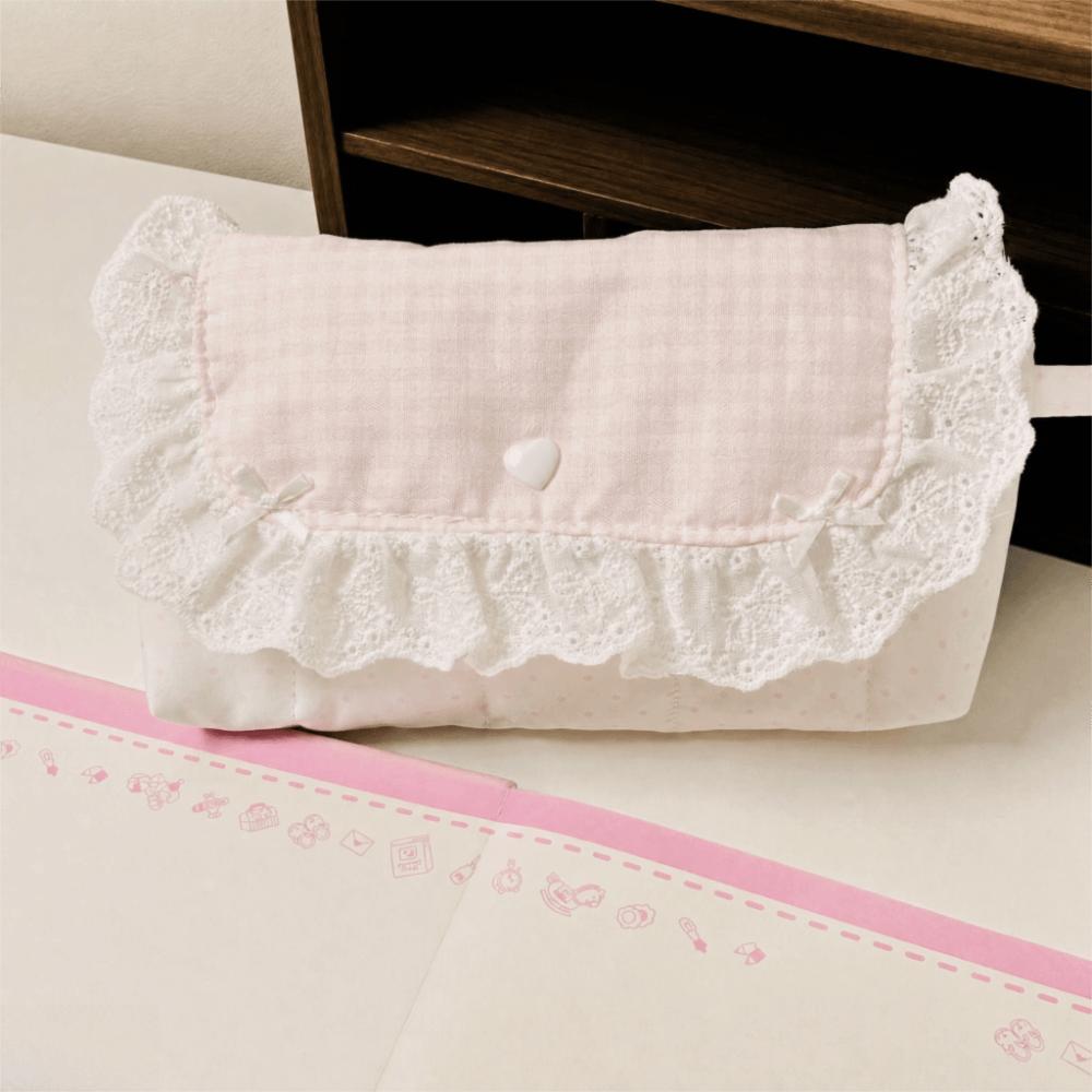 Pink Lace Pencil Case Polka Dot Design Stationery Bag Stationery Organizer School Supplies