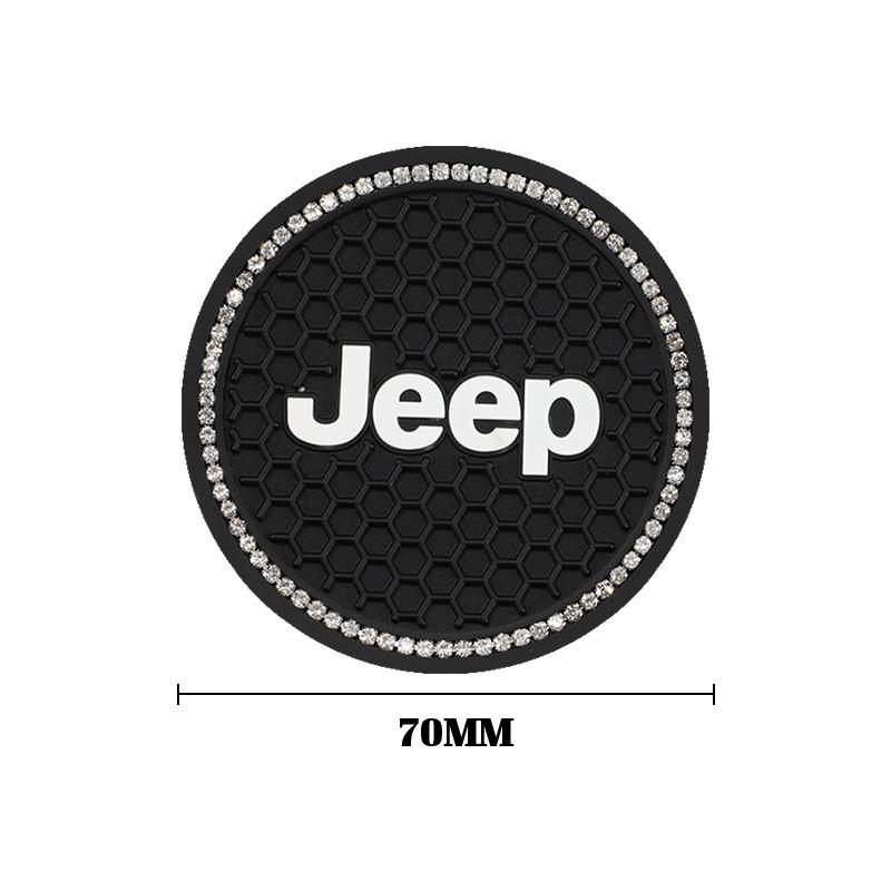 2 Pack Car Interior Coasters Water Cup Anti-Slip Mats Decorative Mats for Jeep JPB Renegade Wrangler JK Compass Grand Cherokee G AKV1