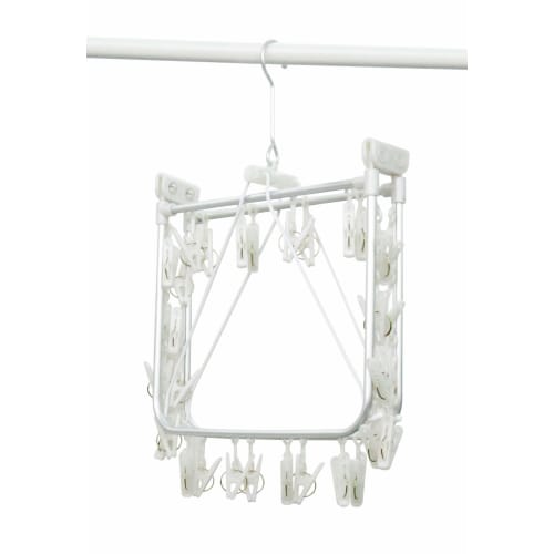 Almor MT Square Laundry Drying Hanger, White, Approx. 63 x 35 x 32.5 cm, 32 Pinch, Lightweight and Durable Aluminum Frame