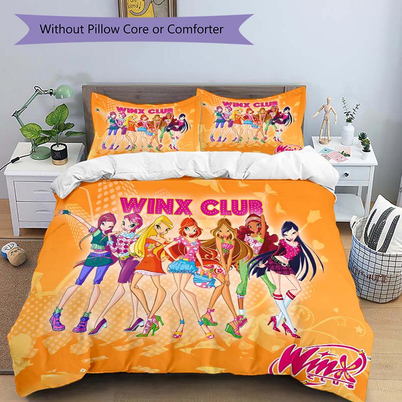 Winx Club Friendship Adventure Print 3Pcs Bedding Setduvet Cover With 2 Bedropillowcase Home Birthday Gift