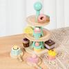 Wooden Tea Party Set,Food Kitchen Accessories,Role Play,Educational Dessert Stand Playset for Kids