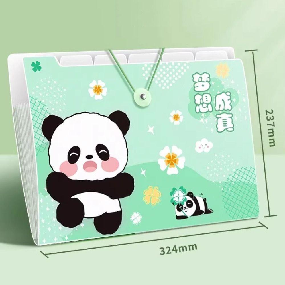 Папка-органайзер Panda A4 большой вместимости 8/12 карманов для хранения контрольных работ, мультяшный дизайн с застежкой, сумка для документов, школьные принадлежности