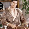 Men's Plus Size Long-Sleeve Silk-Like Summer Robe and Pajamas
