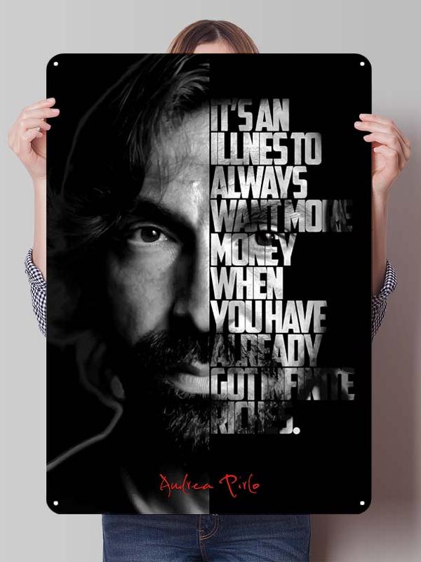 Андреа Пирло Футболист Металлические Постеры Настенное Искусство Фресок Металлическая Жестяная Табличка на Заказ для Украшения Стены Ретро Декор