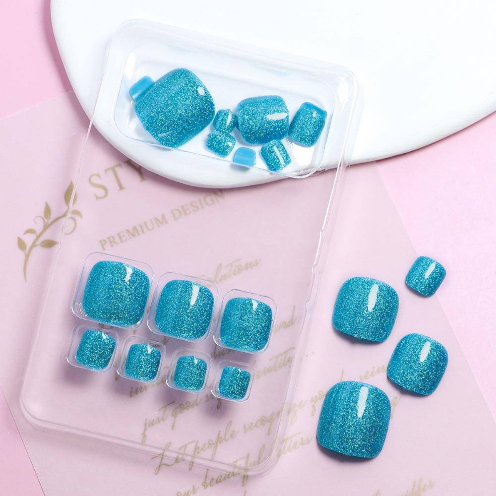 Накладные ногти на ногах, квадратные накладные ногти на ногах, съемные накладные ногти для девочек