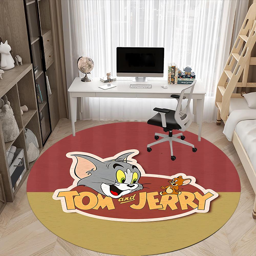 1pc Tom Jerry Office Round Area Rug,Bedroom Living Room Home Decor, Room Deco a1016061
