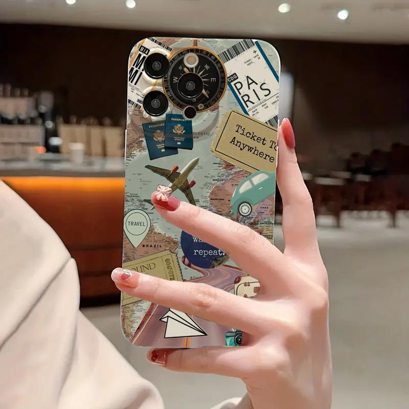 Защитный чехол для телефона с узором «Элементы путешествий» для i iPhone 17 16 15Pro Max 11 12 13 14Pro Plus, противоударный и защищающий от падений корпус
