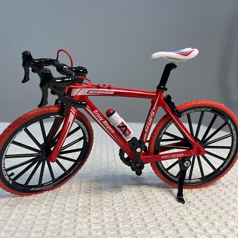 1:8 Mini Model Alloy Bicycle Diecast 19cm Metal Finger Adult Red Mini Bike Simulation Collection Gifts Toys Girls 14+