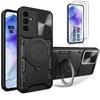 Protective Case - BOOLING - for Samsung Galaxy A55 5G - Shockproof - Camera Protector - Stand - with 2 Tempered Glasses