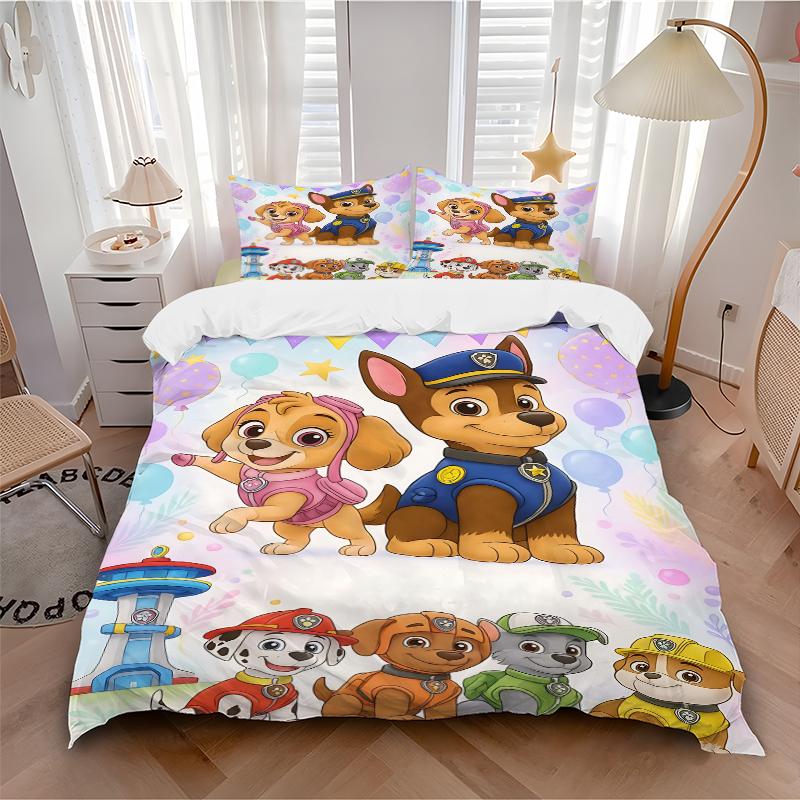 1Pc Paw Patrol Party Celebration Bedding Set Quilt Cover Pillowcase Home Christmas Xmas Halloween Gift 1 Duvet Cover 2 Pillowcase S1338