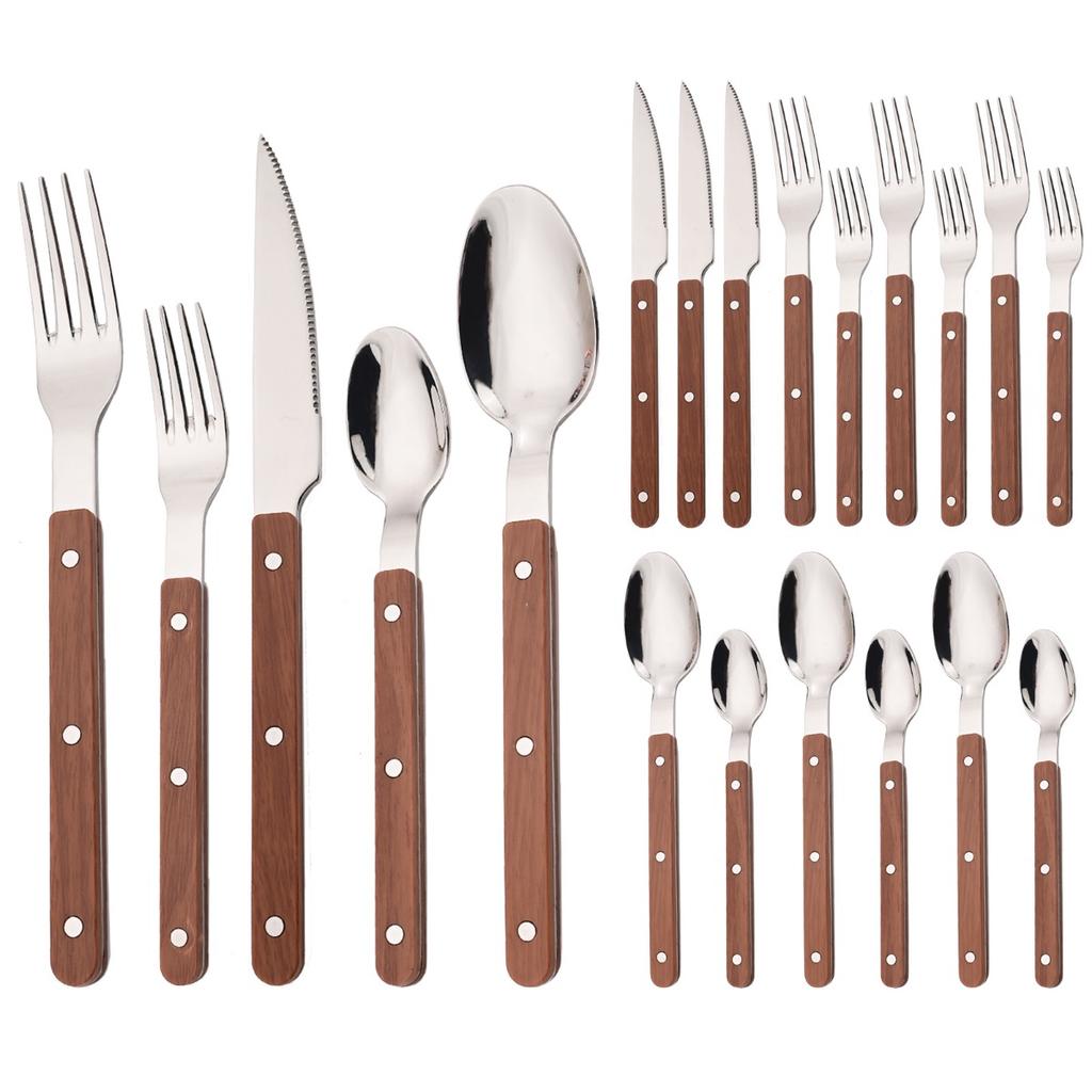20-Piece Silverware Eating Utensils Set with Retro Handle, Service for 4, Stainless Steel Flatware Knife Fork Spoon Set Mirror Dishwasher Safe