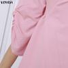 VONDA 2 шт. Женские костюмы Повседневный костюм из двух предметов: блузка с длинным рукавом и брюки, застежка сбоку