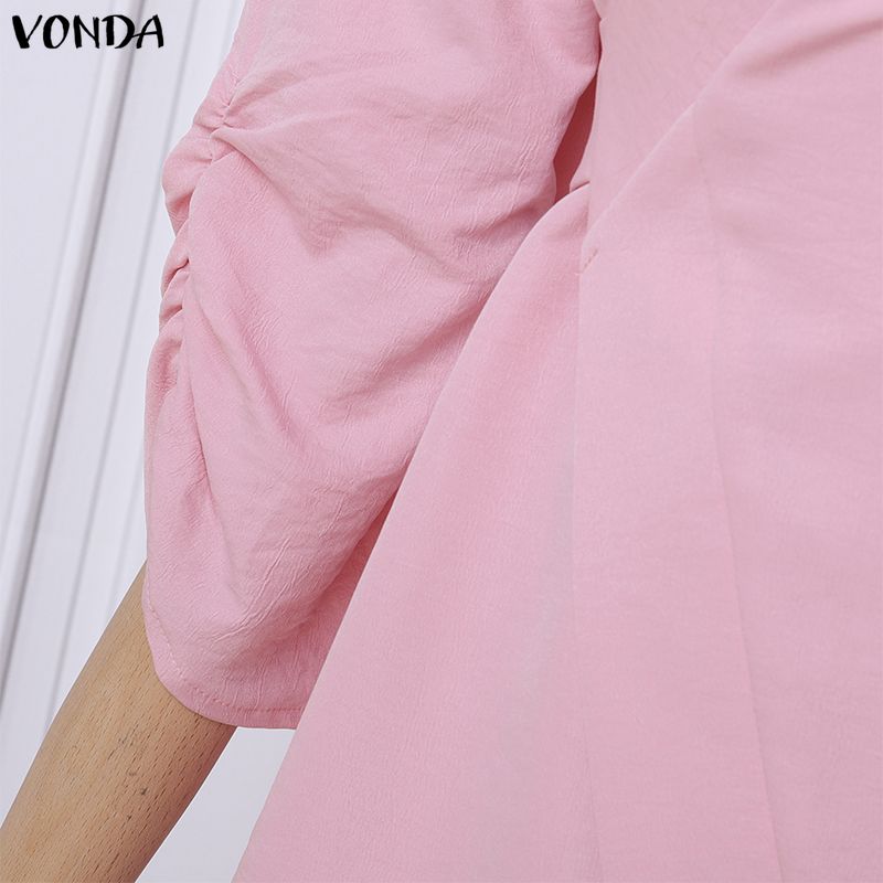 VONDA 2 шт. Женские костюмы Повседневный костюм из двух предметов: блузка с длинным рукавом и брюки, застежка сбоку