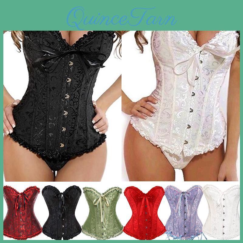 Boned Corset Lace Womens Up Top Overbust Bustier Steampunk Korse Hourglass Bodyshaper Corselet