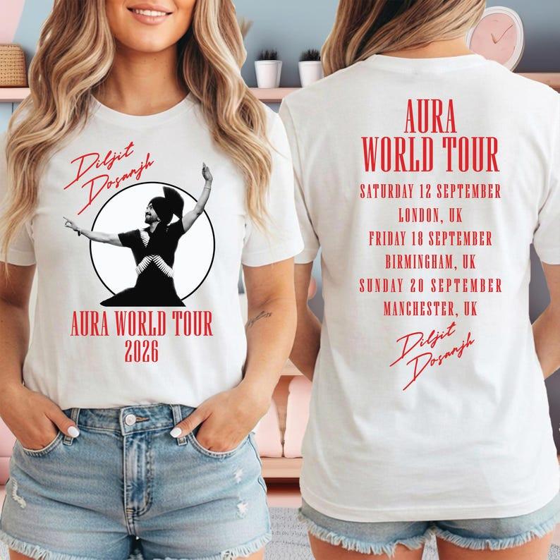 Aura 2026 Tour Shirt, AURA 2026 Diljit Dosanjh Portrait Shirt, AURA World Tour