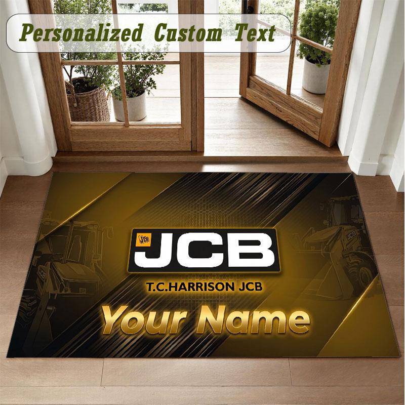 Crystal Velvet Square Rug Custom NameJCB Pattern Non Slip Home Floor Decor Rug