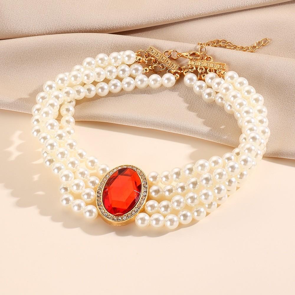 Многослойное элегантное дворцовое ожерелье с имитацией жемчуга и драгоценных камней, аксессуар на шею