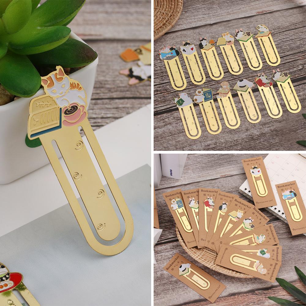Gift Gold-plated Metal Cute Cats Book Folder Label Bookmark