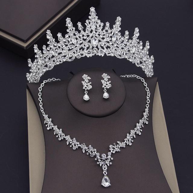 Роскошные великолепные хрустальные свадебные комплекты ювелирных изделий тиары корона серьги колье ожерелье для женщин свадебное платье невесты комплект ювелирных изделий