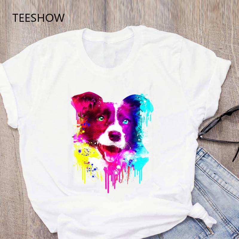 Немецкий дог Красочная живопись Искусство Женская футболка с коротким рукавом Футболка Женская Мода Топы Принт Повседневная Харадзюку Графическая футболка