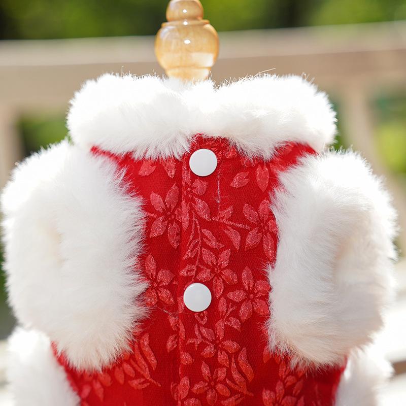 Autumn and winter velvet retro style pet clothes, New Year Tang style buckle pet dog clothes, fashionable cat clothes