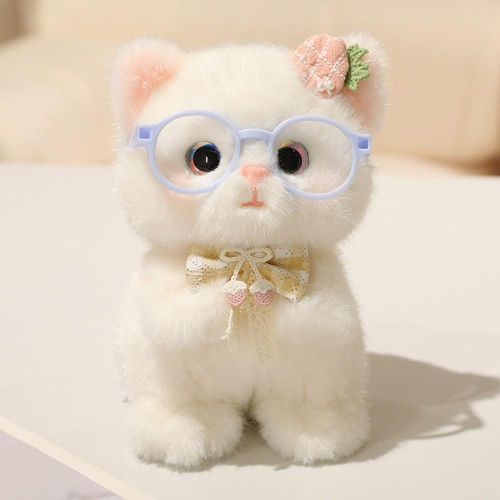 Soft Cute Cat Keychain Small Comfort Stuffed Animal Kawaii Glasses Key Ring Daily Accessories