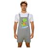S-XXL Men Cartoon Dinosaur Printed Overalls Pajamas Back Color Blocking Pockets Adjustable Straps Bib Shorts Rompers Sleepwear