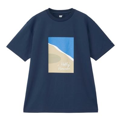 Футболка с принтом Helly Hansen с коротким рукавом, унисекс, цвет Ocean Navy, размер XS (HH62423)