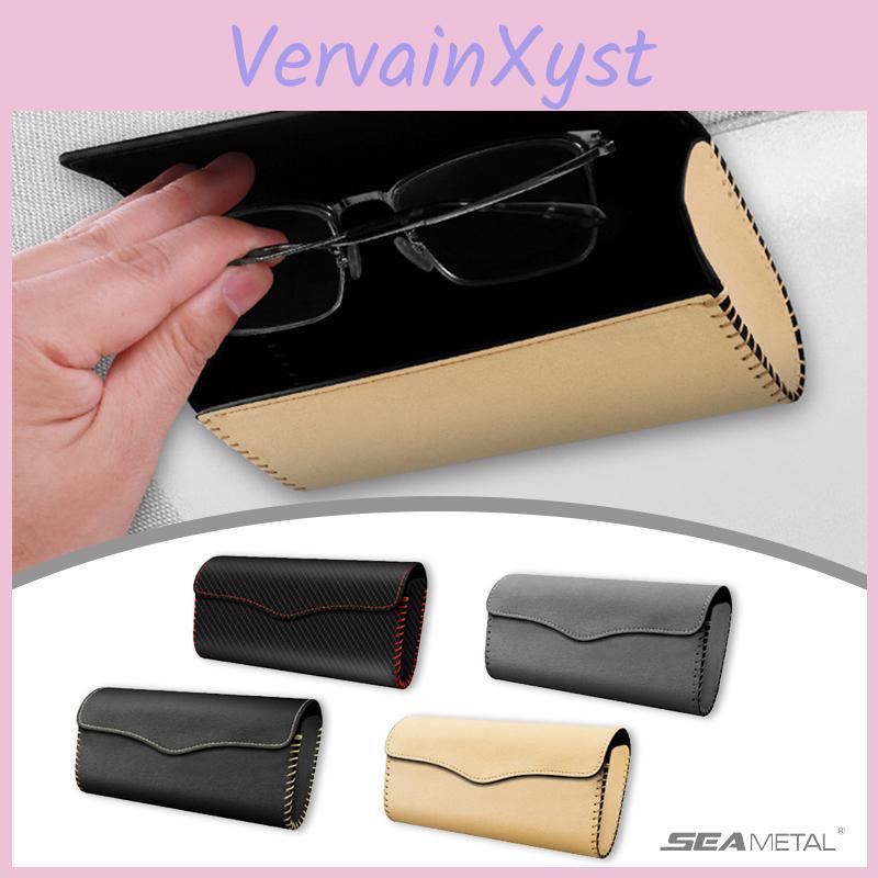 Visor Sun Glasses Seametal Car Case Sunglasses Organizer Holder Suede Leather Car Glasses Storage Bag