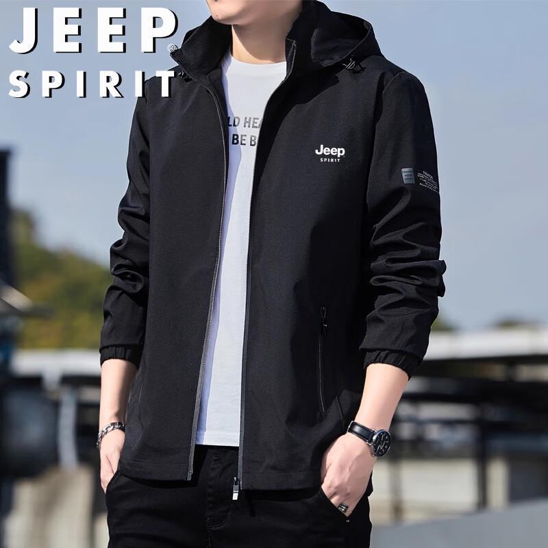 Мужская демисезонная ветрозащитная повседневная куртка с капюшоном JEEP SPIRIT