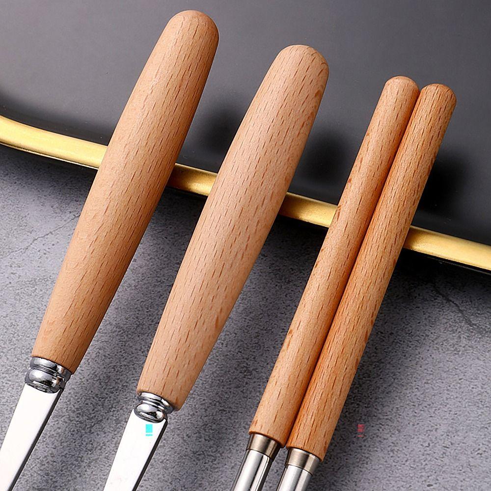 with Box Tableware Set Wooden Handle dinner dessert fork  for Student Home Kitchen Office