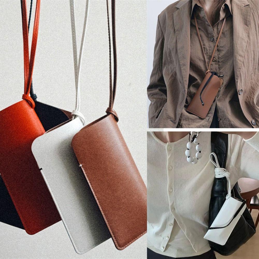 Hanging Neck Outdoor Glasses Storage Bag Solid Color Women Eyeglass Cover Sunglasses Storage Clip