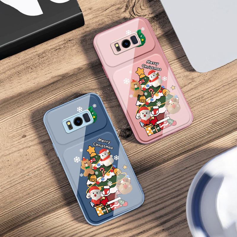 Мультяшная новогодняя елка Для Samsung S25 S25 Edge S25Ultra S8 9 S10 20 U ltra S21 Pro 22 Plus S23 FE S24 Ultra Стеклянный чехол для телефона