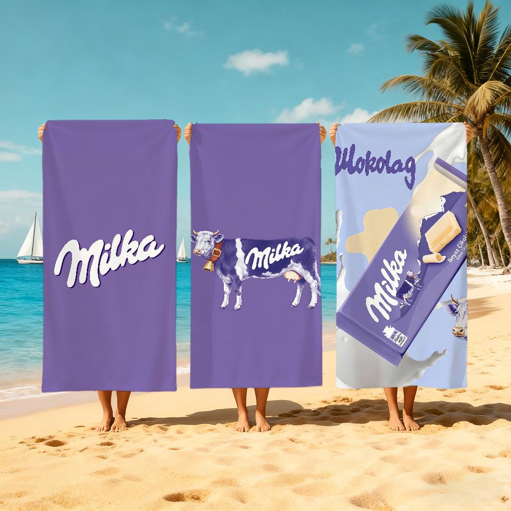 Funny M-milka Towel Large Quick-Drying Microfiber soft Beach Towel for Travel Fitness Sauna Bathing Camping
