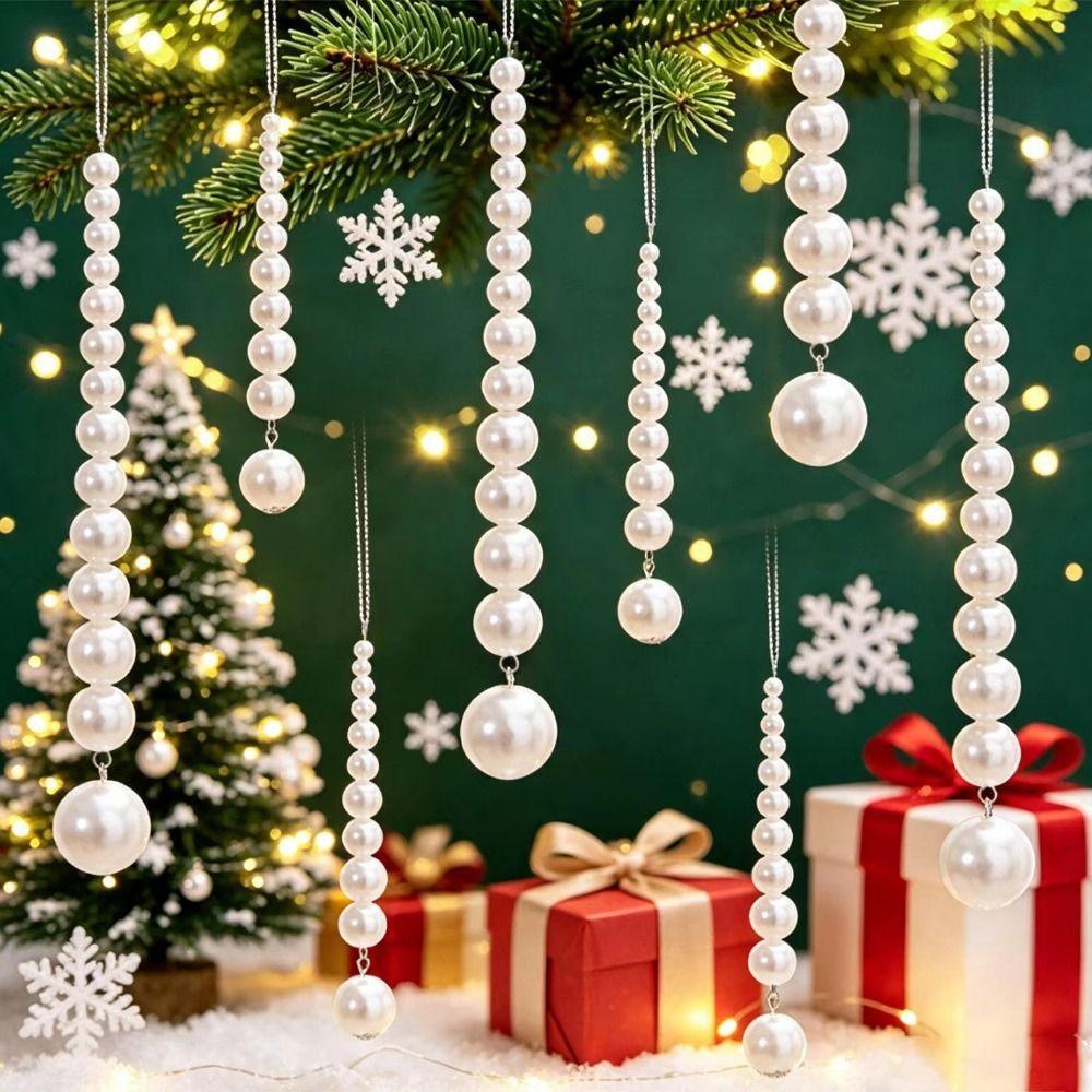 Home Decor Xmas Hanging Pendant Beaded Pearl Christmas Tree Hanging Party Decoration