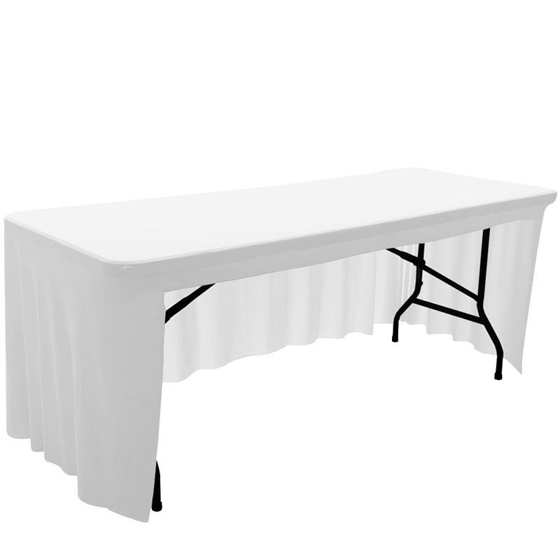 Stretch Spandex Milk Silk Table Skirt 4/5/6/8FT Elastic Table Cover for Hotel Wedding Banquet Exhibition Decor