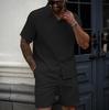 2026 Men's Plus Size Casual Solid Color Summer Shorts & Short Sleeve T-shirt Set