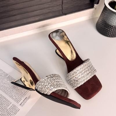 Модные хрустальные женские балетки-шлепанцы Элегантная модная обувь Платье Женские сандалии Лето 2025 Вечеринка Роскошные шлепанцы Новые Mujer De Zapatillas