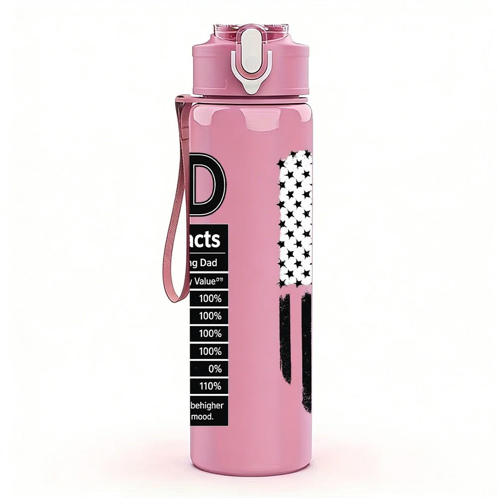 1PC Dad Best Father Patriotic Badge Print 750ml Color Plastic Sports Water Bottle Leakproof Flip Straw Lid Suitable for Sports Office Home Use