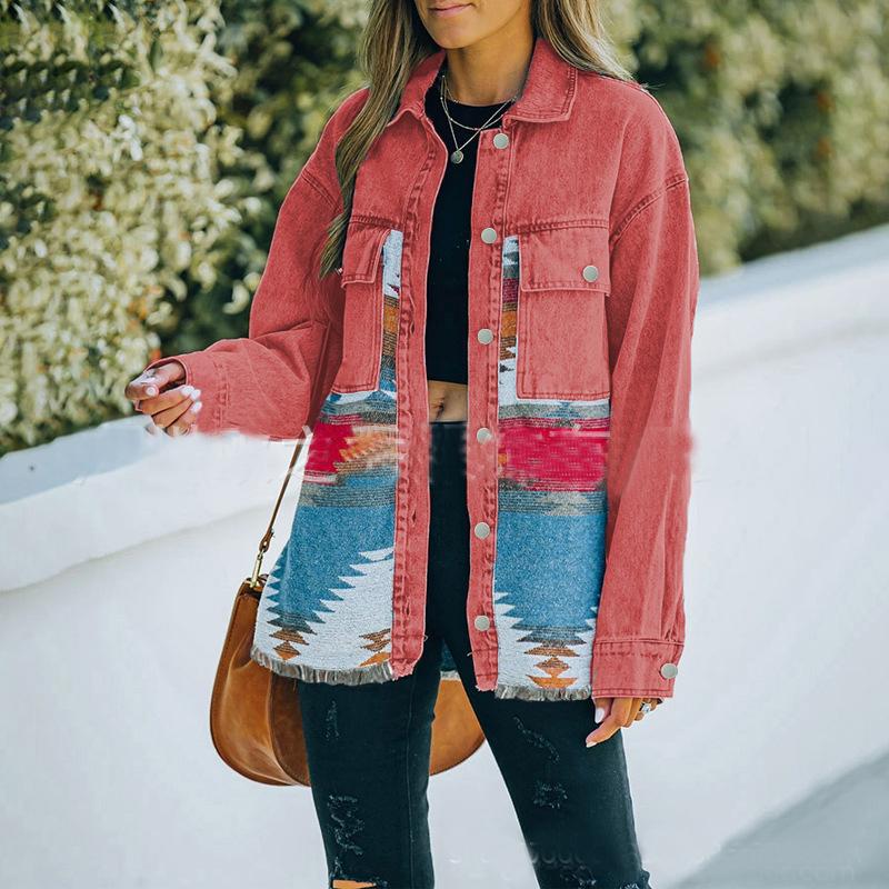 Women's Denim Jacket Autumn and Winter New Design Sense Women's Clothing Denim Stitching Woolen Coat Retro Jacket Casual Trend