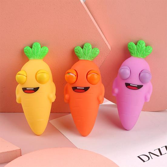 Popping Eye Carrot Squeeze Toy Anxiety Stress Relief Simulation Carrot Sensory Pinch Toy Kids Adults Cartoon Vegetable Fidget Toy