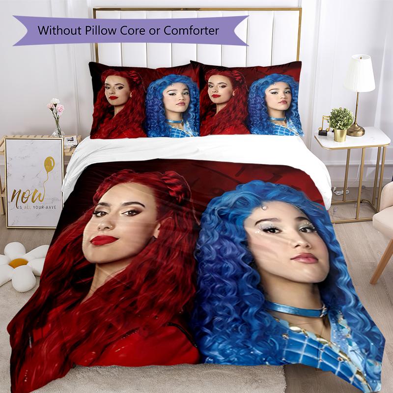 3pcs Descendants The Rise of Red2 Design Cover Set - HD Printed Bedding with 1 Cover and 2 Pillowcases - Perfect for Home and Dorm Decor